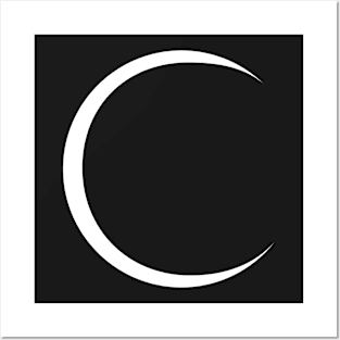 White Crescent Moon Posters and Art